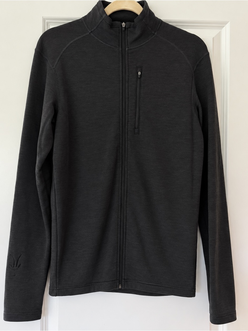ibex Men's Full-Zip 100% Merino Wool Sweater Jacket in Dark Gray Medium